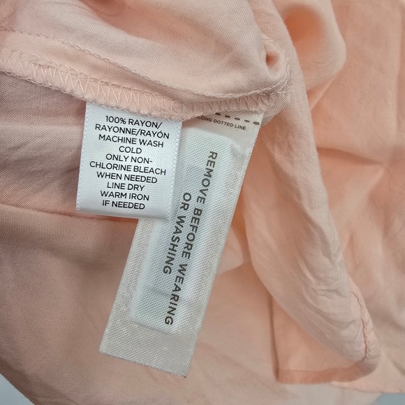 LOFT Womens Peach Rayon Roll Tab Sleeve Button Henley Blouse Top Size XL - Picture 6 of 11